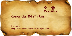 Komenda Márton névjegykártya